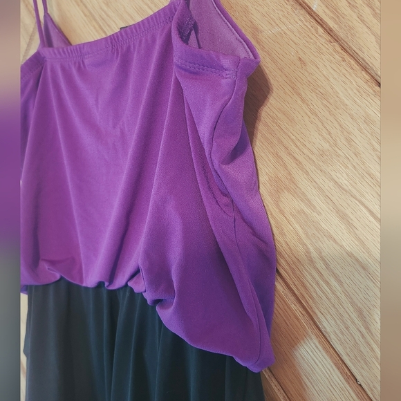 Enfocus Purple And Black Spaghetti Strap Tiered Bottom Mini Dress Size 10 - Picture 7 of 11